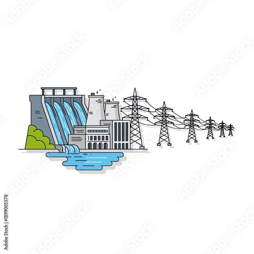 Hydroelectric Dam Generating Electricity Power.