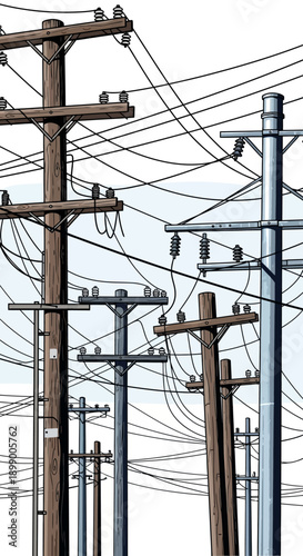 Electricity Pylons and Power Lines.