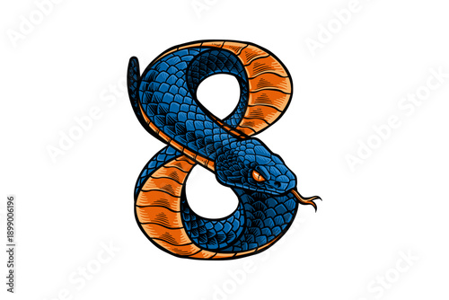 Blue and Orange Snake Number Eight