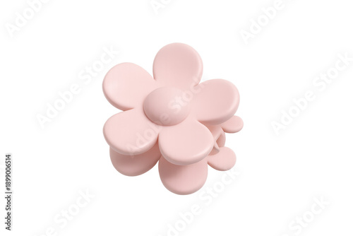 Pink flower hair claw clip on transparent background
