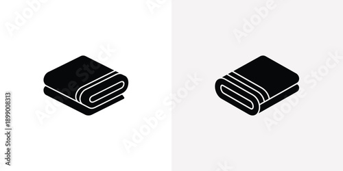 A single monochrome isometric icon shows a neatly folded textile item like a towel or blanket