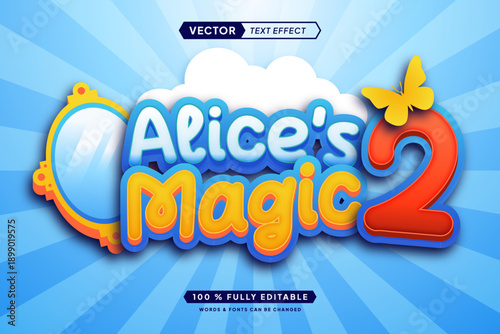 Text effect editable 3d gaming alice magic cartoon font style
