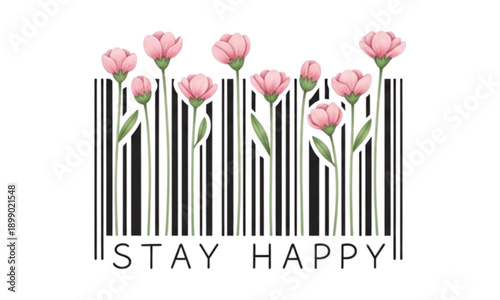 barcode with flowers