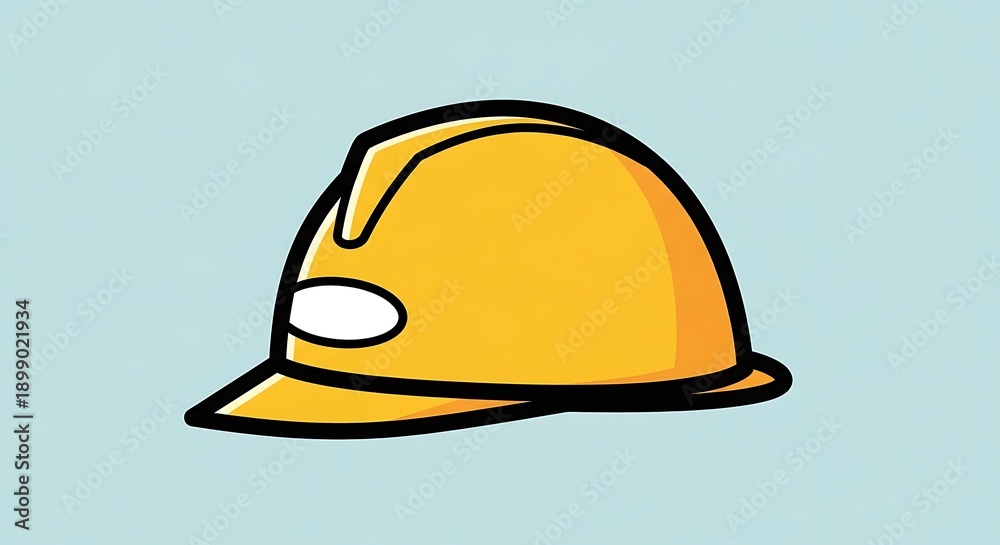 Fototapeta premium Yellow Hard Hat on Blue Background.