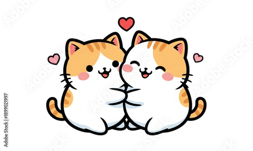 Two orange cats hugging 
