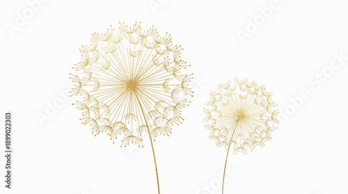 "Dandelion Vector Illustration – Minimalist Beige Seed Heads with Elegant Airy Lines, Nature Symbolism of Growth and Change, Artistic Decorative Botanical Graphic Design Vector"