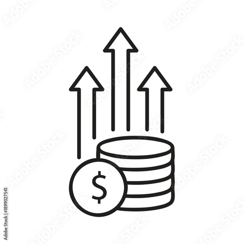 Financial Growth Icon, Revenue Increase Icon, Profit Growth Symbol, Financial Performance Icon..eps