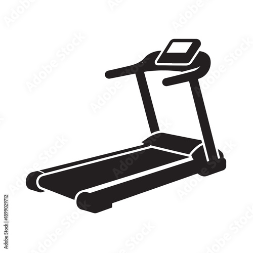 Black silhouette of a modern treadmill on a white background exercise fitness running walking