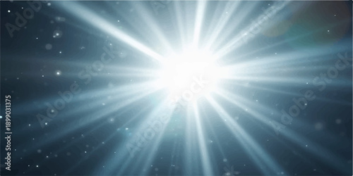 Abstract blue starburst background with glowing rays
