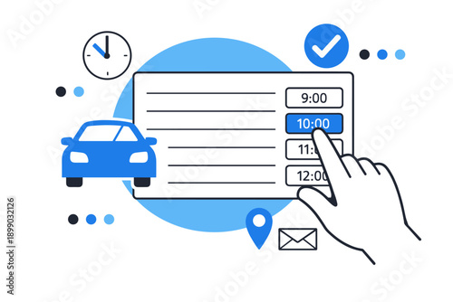 Appointment booking concept with car service and schedule