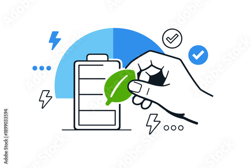 Charging power concept with green energy and eco-friendly symbols