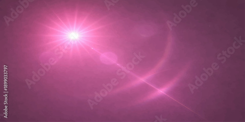 Abstract purple space background with glowing stars and light effects