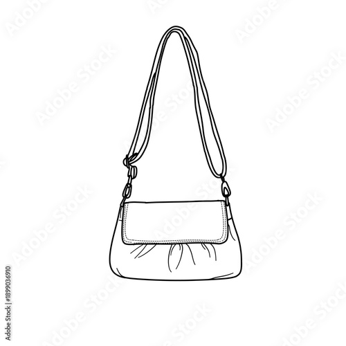 Elegant Shoulder Bag with Adjustable Strap Line Art.