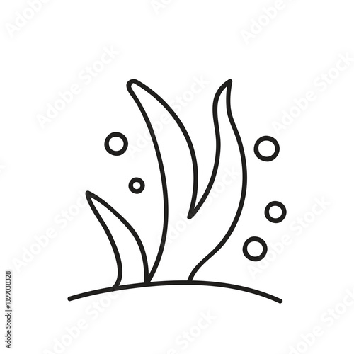Underwater Seaweed Line Icon Vector, Ocean Seaweed Icon Simple Vector Illustration,Aquatic Sea Plants Icon Minimal Line Art..eps
