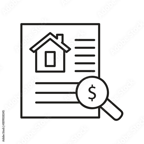 Property Valuation Icon, Real Estate Appraisal Icon, Home Value Assessment Icon..eps