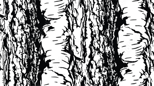 Seamless birch bark pattern in contrasting black and white design.