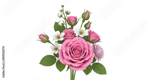 Pink Roses and White Flowers Bouquet