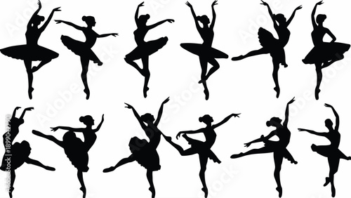 Elegant ballerinas in dynamic poses for dance and performance concepts