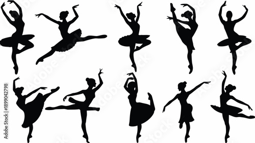 Elegant ballerinas in dynamic dance poses for artistic projects