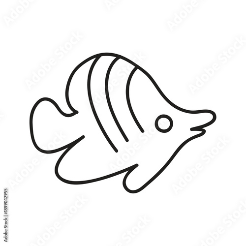 Tropical Fish Line Icon Minimal Vector Illustration,  Marine Fish Line Icon Isolated on White..eps
