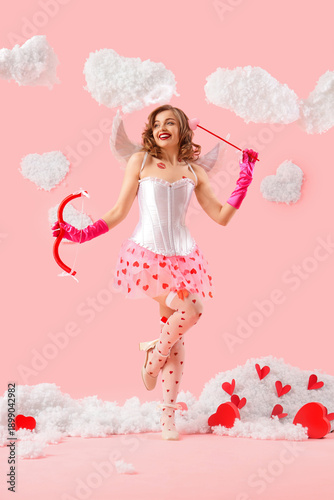 Young woman dressed as Cupi...