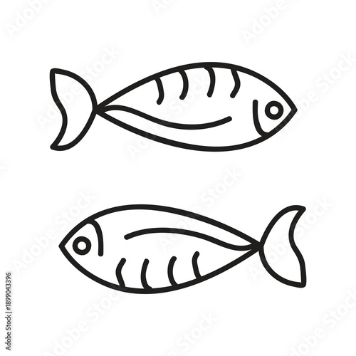 Two Fish Seafood Icon Outline Style, Two Fish Line Icon Minimal Vector Illustration..eps