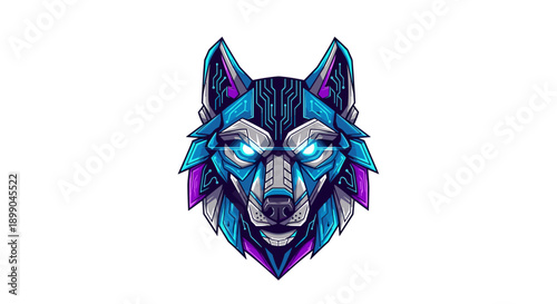 Colorful Wolf Head Illustration Artwork.