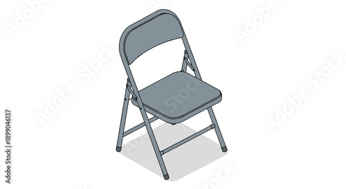 Gray Folding Chair Isolated on White.