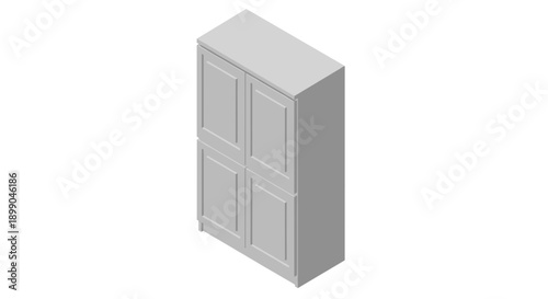 Gray Wardrobe Cabinet with Double Doors.