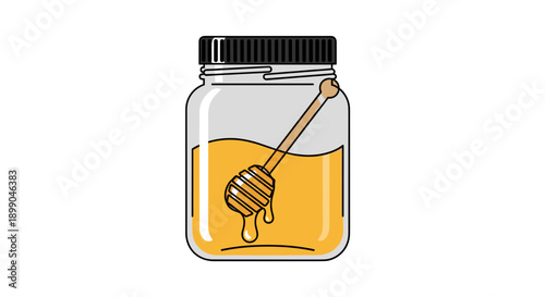 Jar of Honey with Honey Dipper.