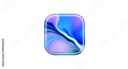 Glossy blue 3D exclamation mark symbol on a black square button icon designed as a vector web element for a business computer keyboard template