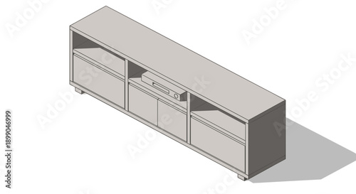 Modern Minimalist Gray Storage Cabinet Illustration.
