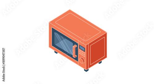 Orange Microwave Oven with Glass Door.