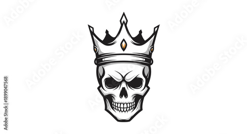 Skull Wearing Crown Illustration Design.