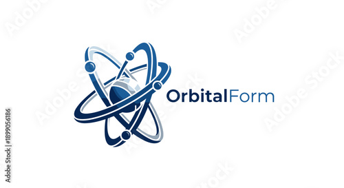 Blue Atom Logo Design Element.