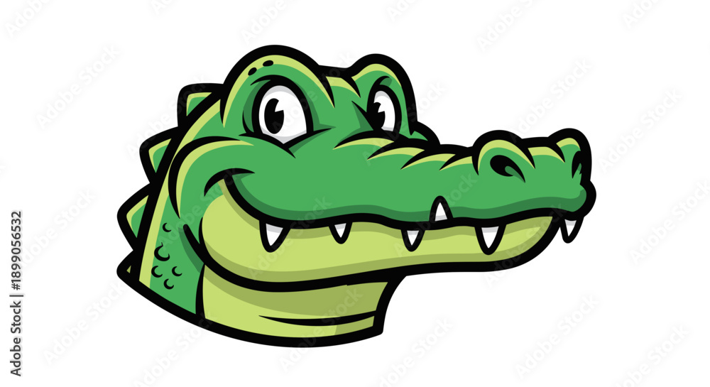 Fototapeta premium Cartoon Alligator Head with Sharp Teeth.