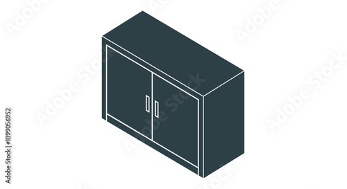 Dark Green Cabinet with Two Doors.