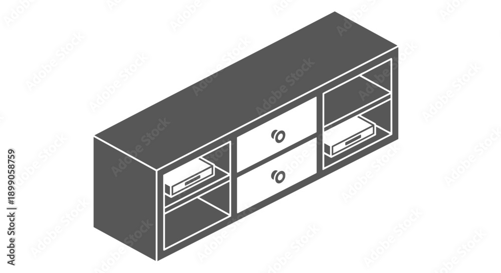 Obraz premium Modern Minimalist Furniture Cabinet with Drawers.