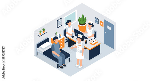 Medical Professionals Working Together in Office.