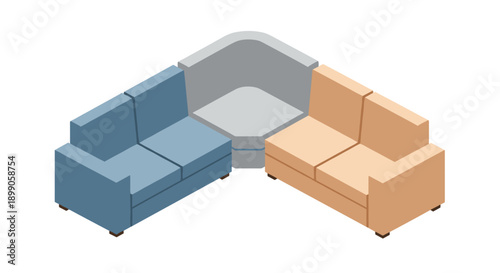 Modern Corner Sofa Set with Cushions.