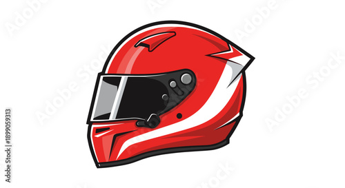 Red Racing Motorcycle Helmet with Visor.