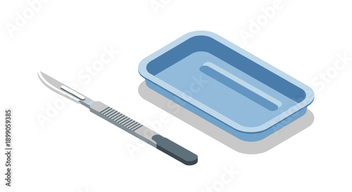 Scalpel with blue plastic container.