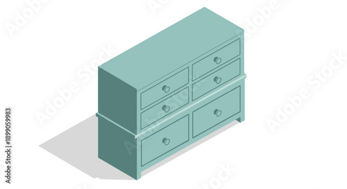 Teal Dresser with Six Drawers.