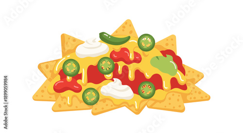 Tortilla Chips with Cheese and Jalapenos Topping.