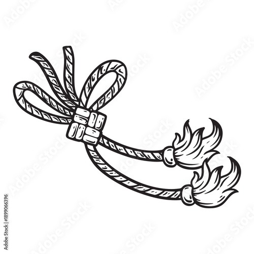 illustration art hand drawn black and white chinese knot tie line art design