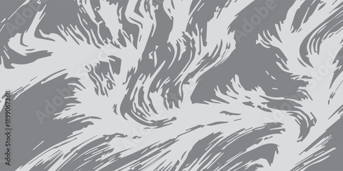 Abstract Gray and White Swirls and Strokes Pattern.