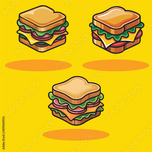 Wallpaper Mural Cartoon Sandwich Vector Illustration,Colorful Sandwich Icon Isolated on White,Tasty Sandwich Cartoon Style Vector,Delicious Sandwich Clipart Illustration, Torontodigital.ca