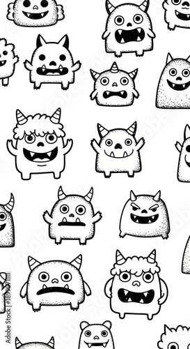 Cartoon Monsters in a Fun Pattern Illustration