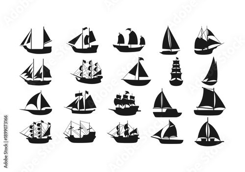 Ship Boats Silhouette Element