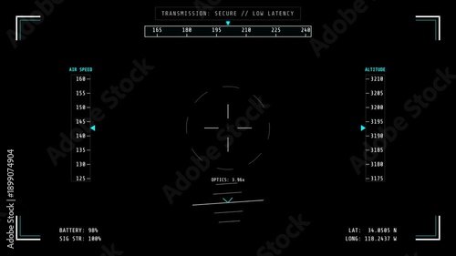 Military Drone HUD Surveillance Overlay 4K Seamless Loop
